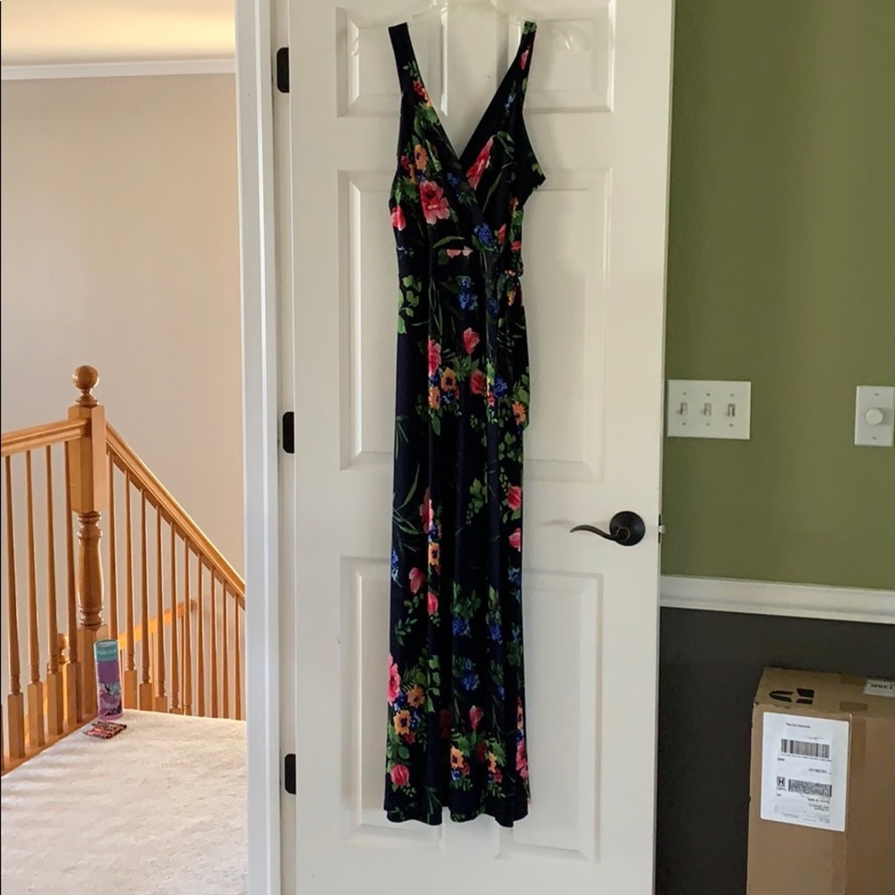 LE LIS Ramada Faux Wrap Knit Maxi Dress, EUC, L